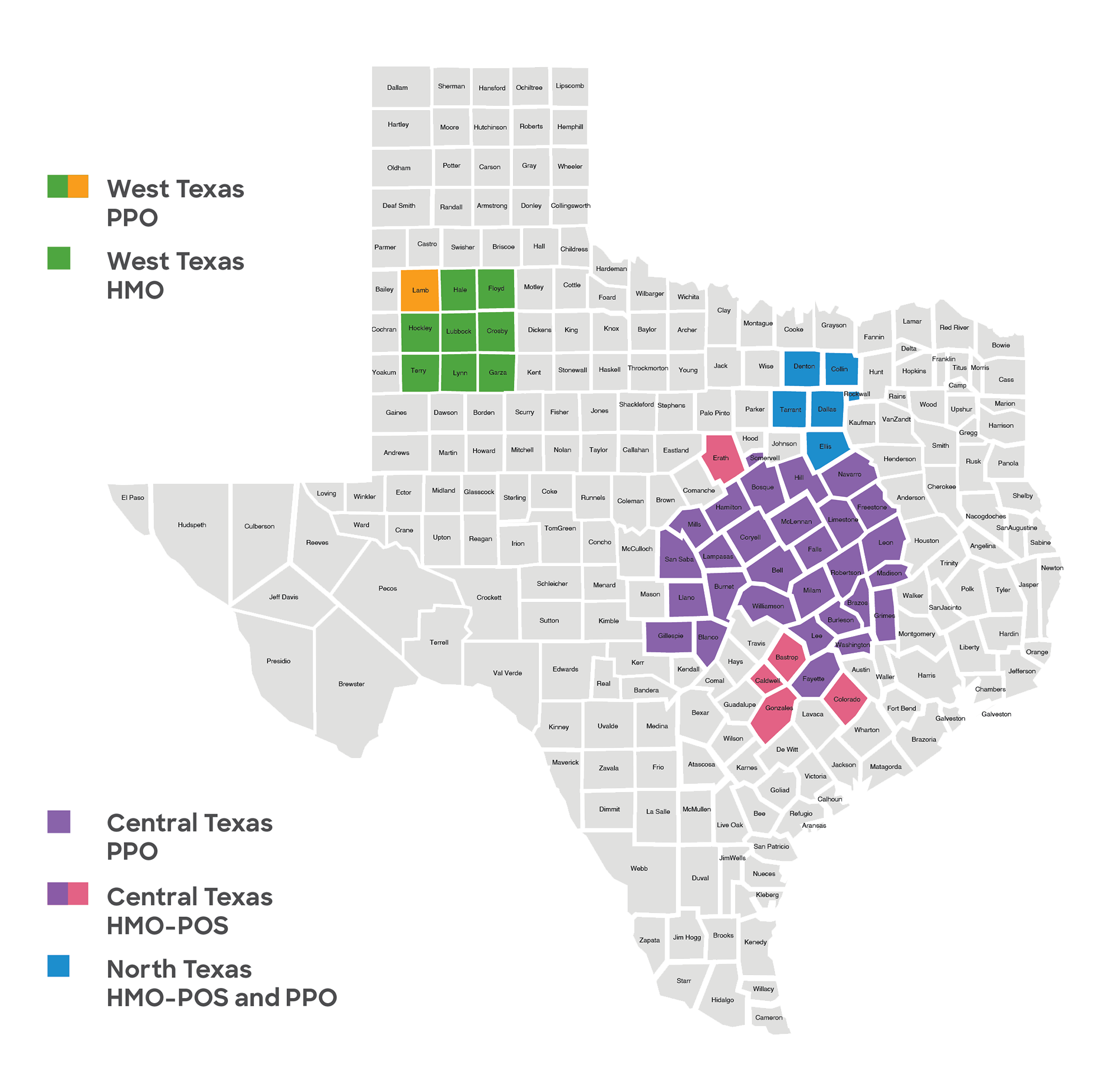 BSW SeniorCare Medicare Advantage Plans service map